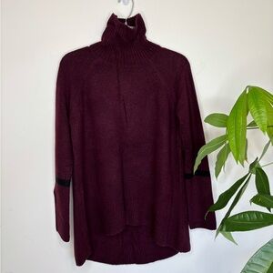 New Halogen Burgundy‎ Wool Blend Knit Sweater Turtleneck Long Sleeve XS BN11